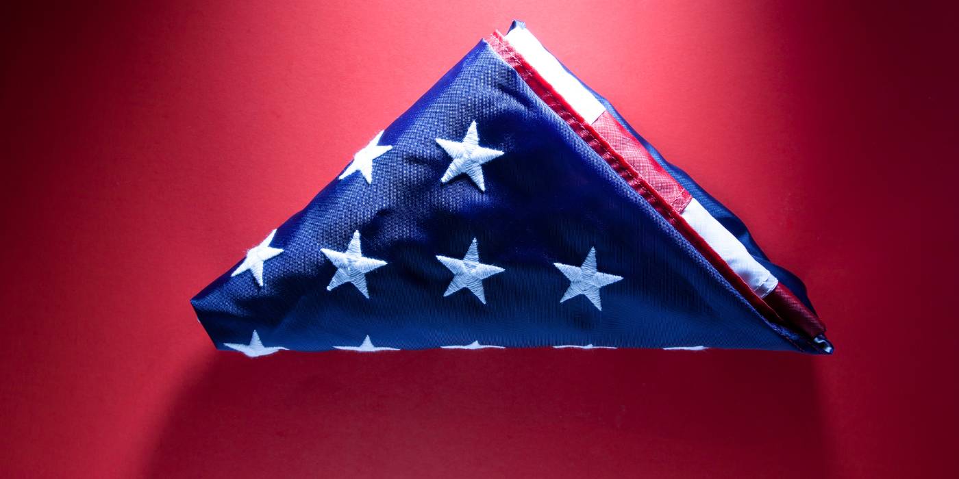 Us flag shop folded triangle