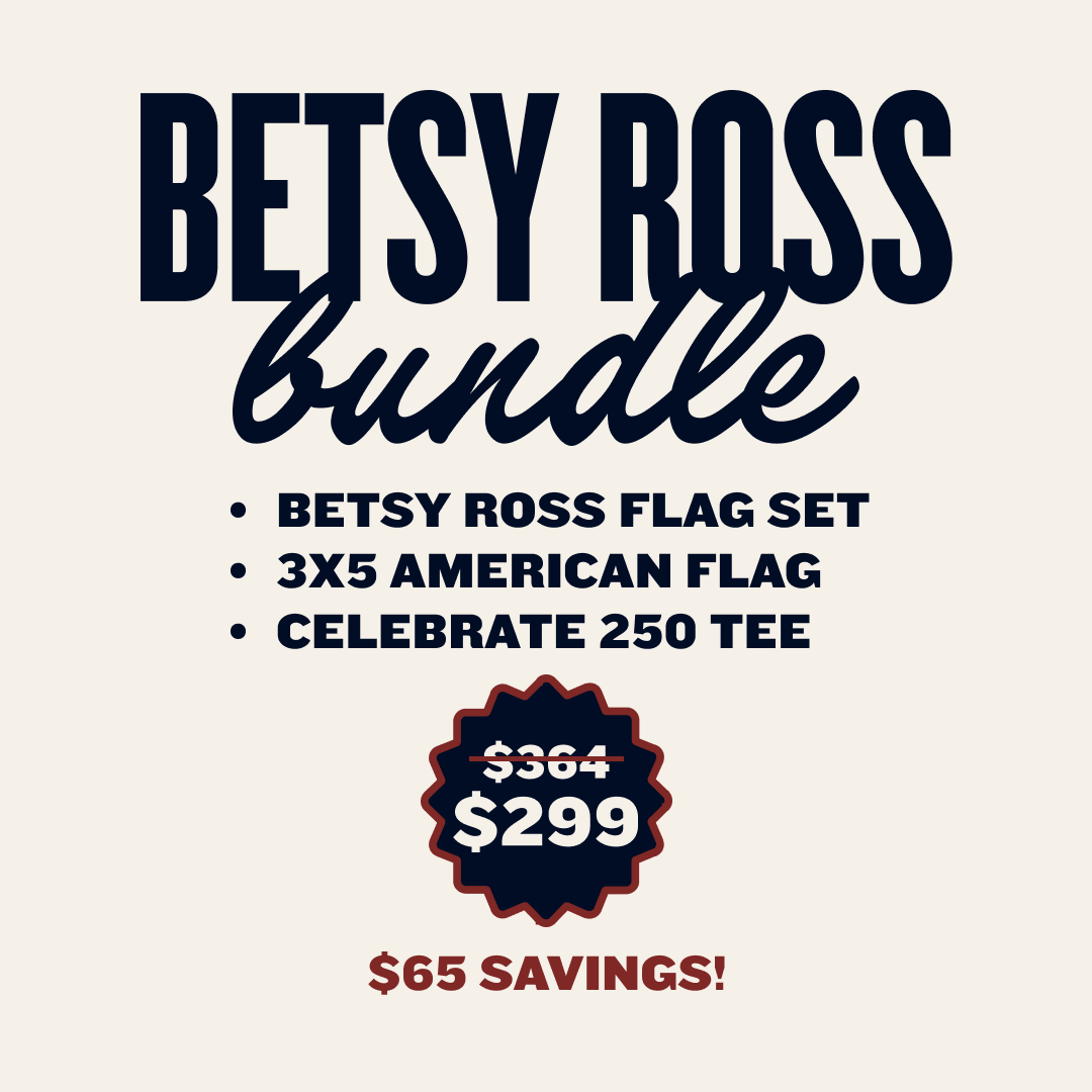 Promotional graphic for Betsy Ross bundle with product list and price savings on a beige background.