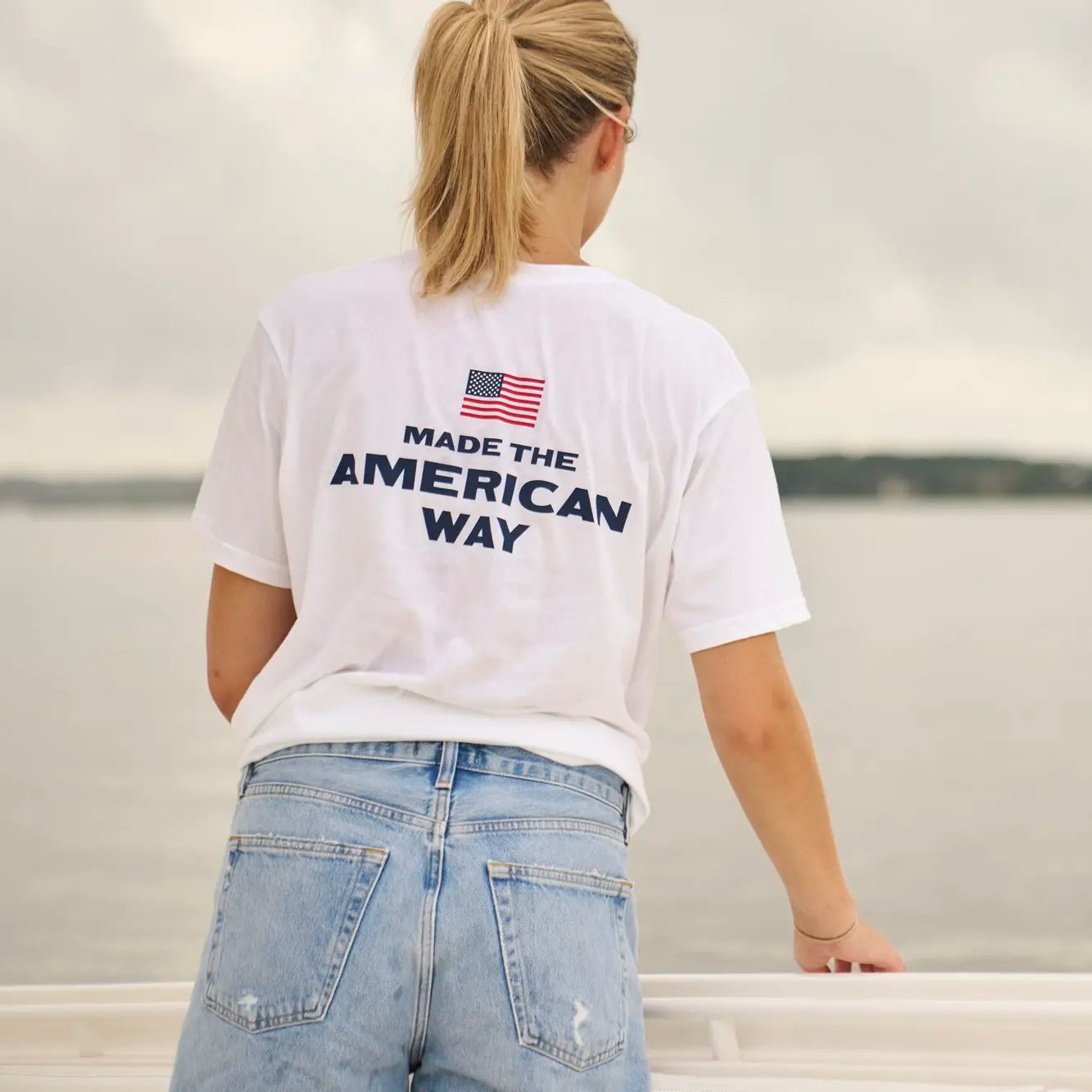 American made white tee