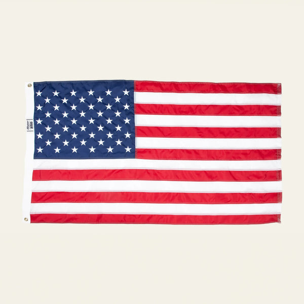 3 x 5 American flag made in USA with 50 white stars on a blue field and red and white stripes