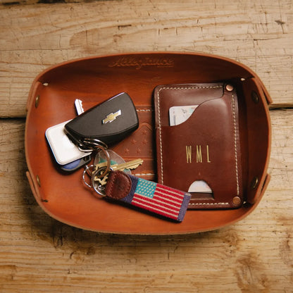 American made leather valet tray